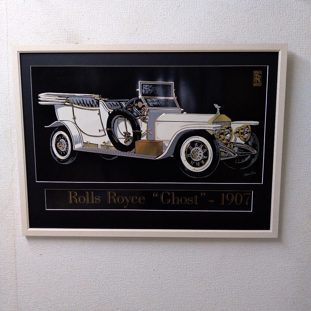 ポスター　横　特寸法　アンティーク自動車　額装仕上げ品