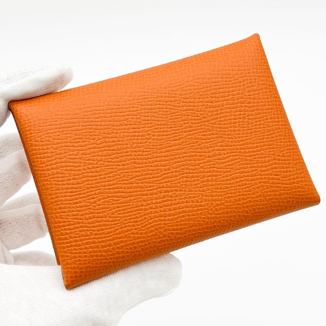 SALE【新品同様】エルメス ヴォーエプソン カルヴィ デュオ オレンジ U刻印