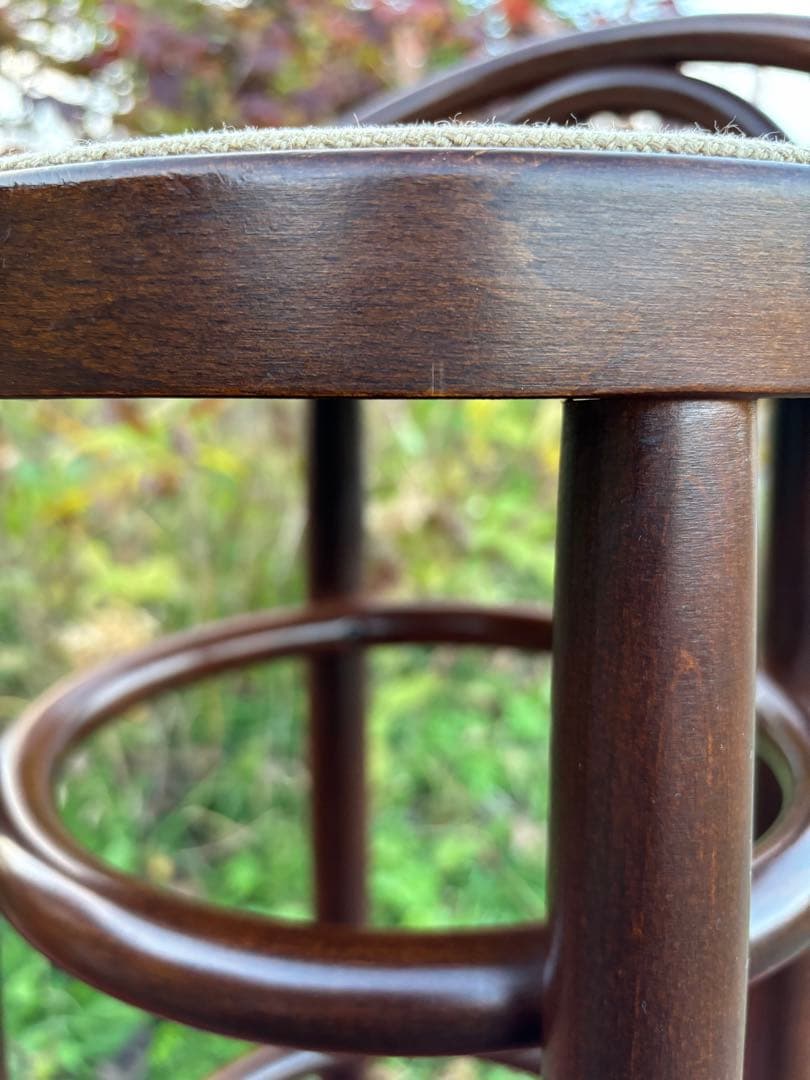 秋田木工　曲木カウンターチェア　ダークブラウン 木製スツールアーチ型背もたれ②