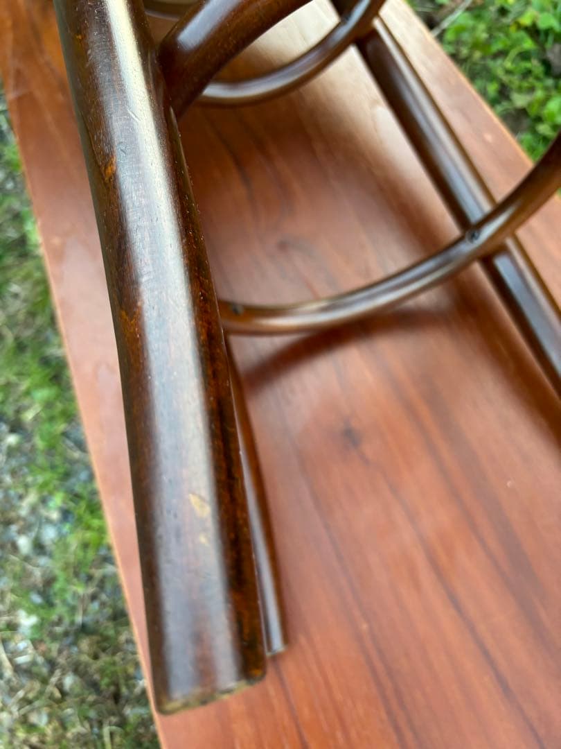 秋田木工　曲木カウンターチェア　ダークブラウン 木製スツールアーチ型背もたれ②