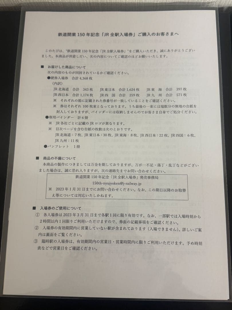 JR全駅入場券 150周年記念セット