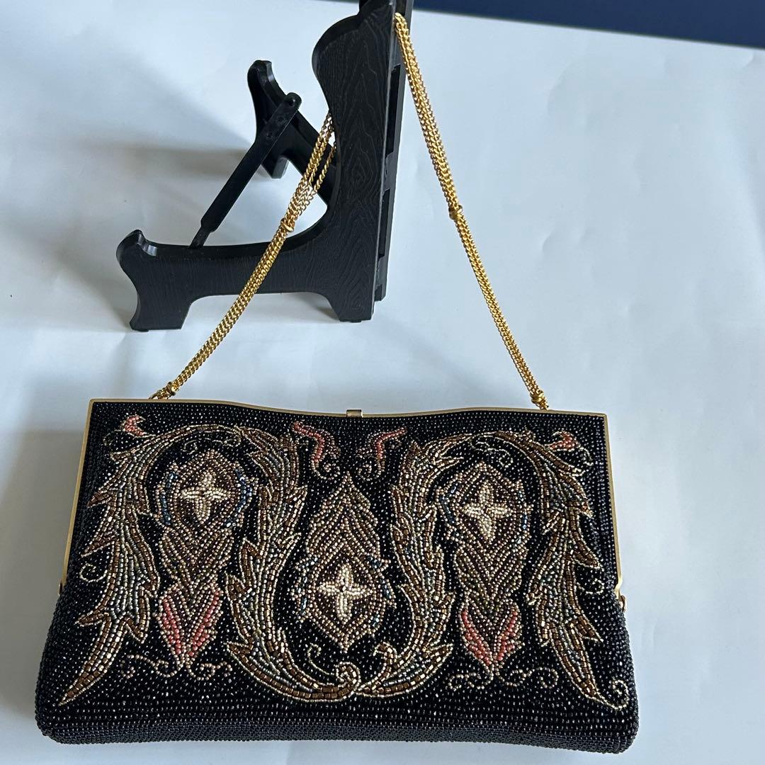 柏ビーズ フォーマルバッグ ビーズバッグ 刺繍　和装バッグ 冠婚葬祭 総ビーズ