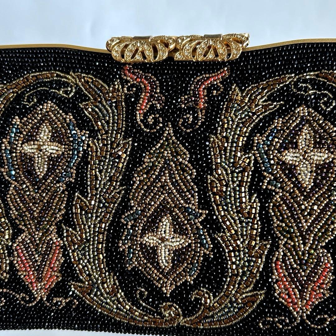 柏ビーズ フォーマルバッグ ビーズバッグ 刺繍　和装バッグ 冠婚葬祭 総ビーズ