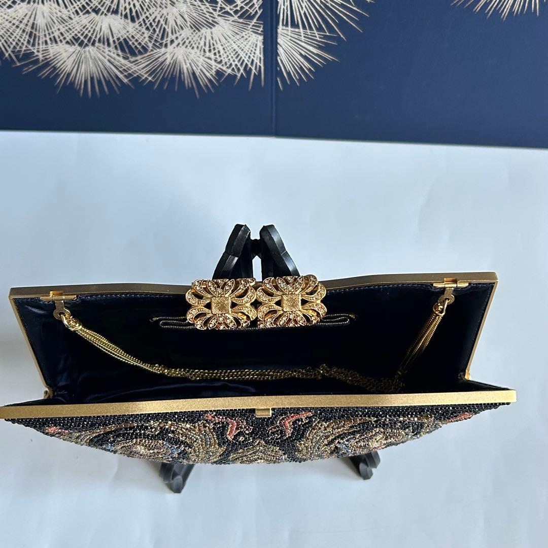 柏ビーズ フォーマルバッグ ビーズバッグ 刺繍　和装バッグ 冠婚葬祭 総ビーズ