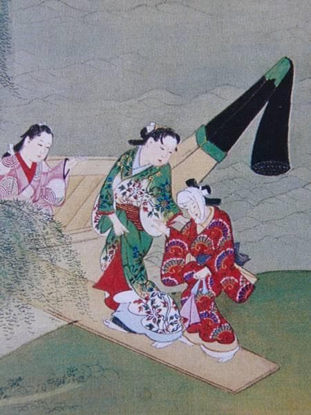 宮川長春、【江戸風俗絵巻・隅田川舟遊び】、希少豪華画集画、新品高級額・額装付