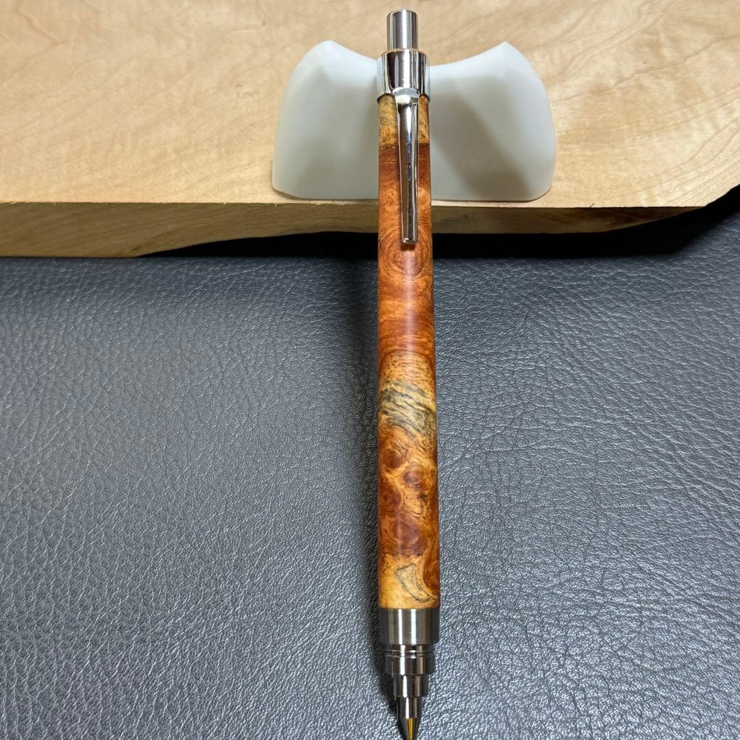 158花梨瘤　木製シャーペン　最強低重心　ステンレス