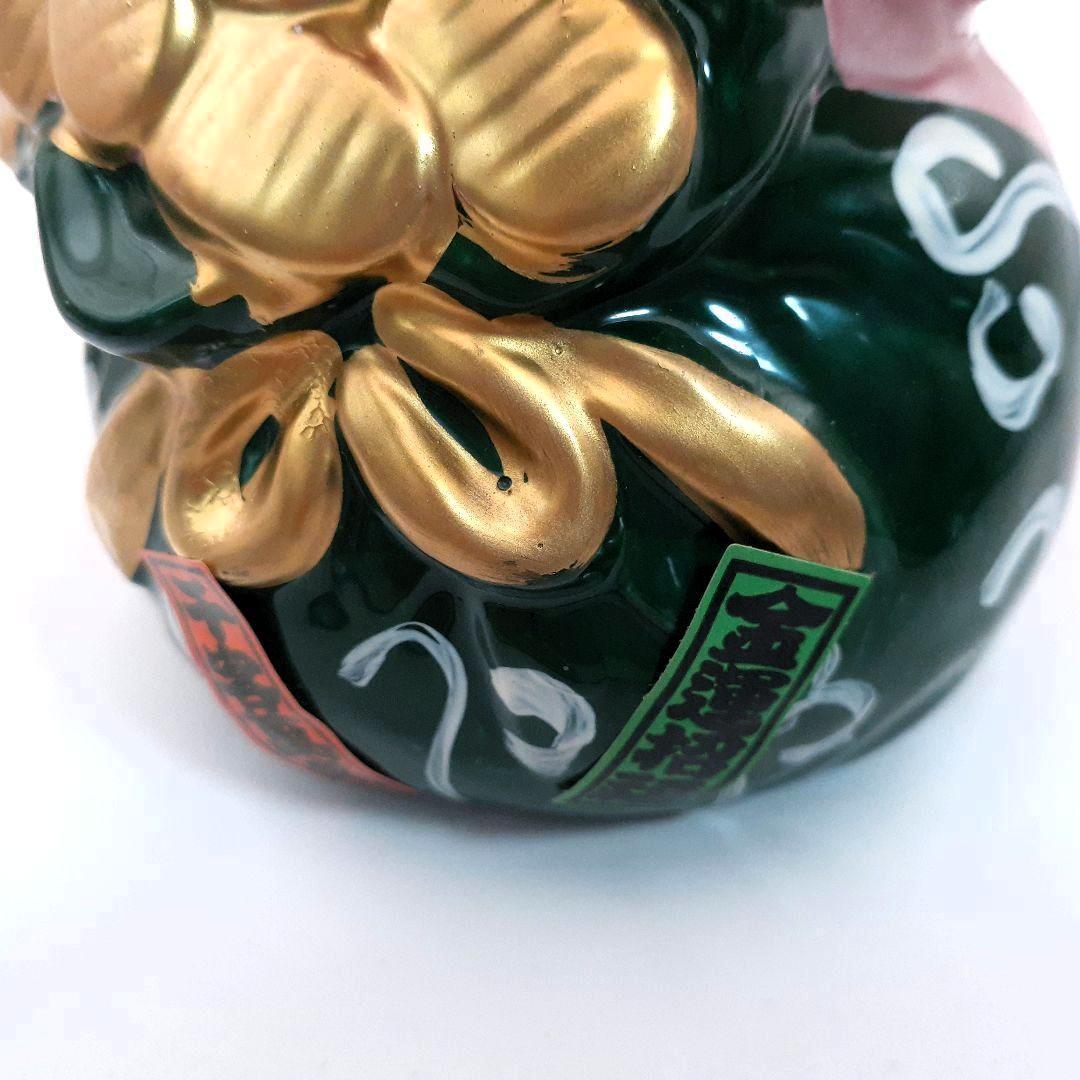 096 レア 瀬戸焼 小槌招き猫 ピンク色 左手上げ 陶器置物 高さ約15cm