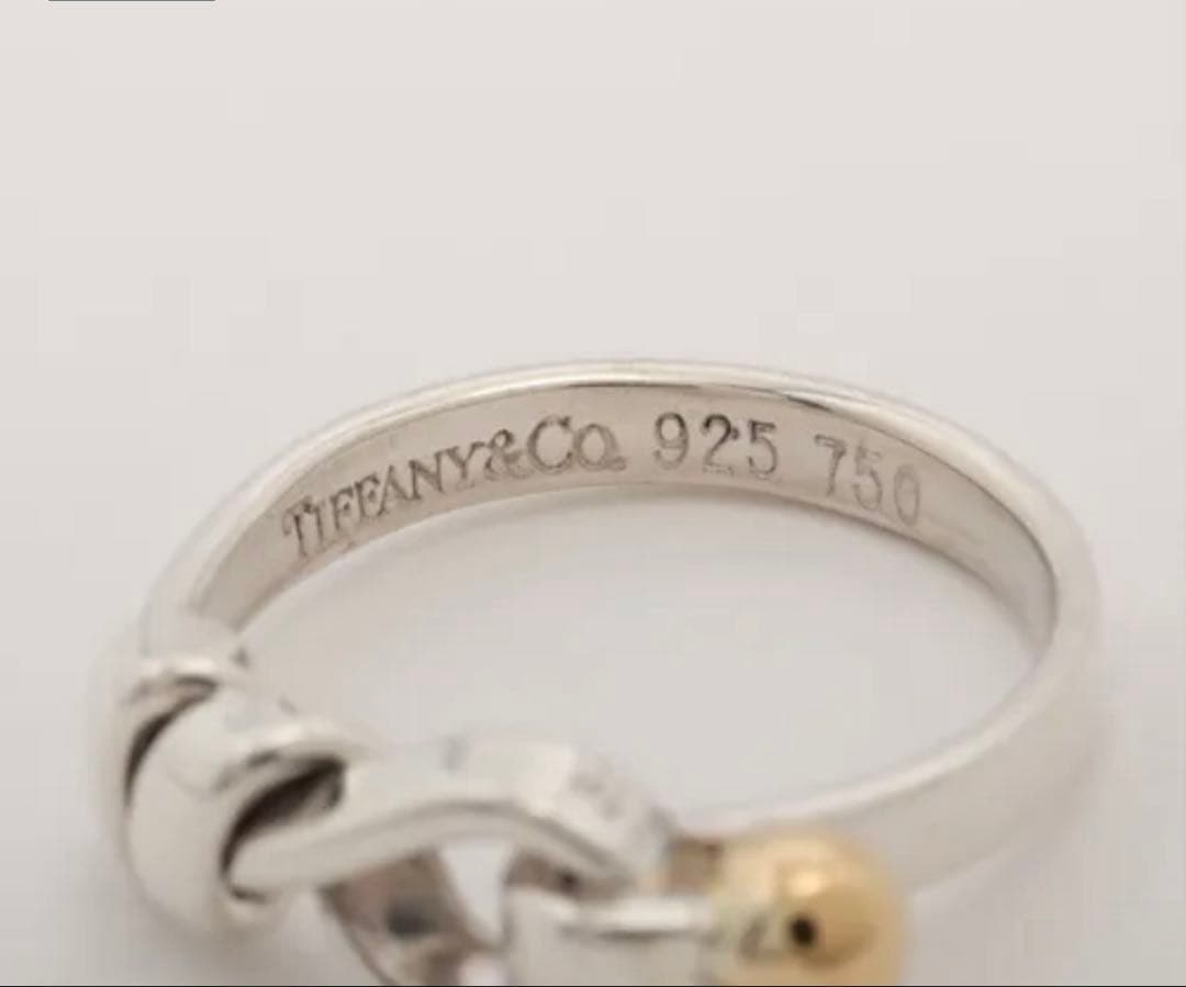 TIFFANY&Co. フック&アイ　ラブノット　リング　#8 コンビ