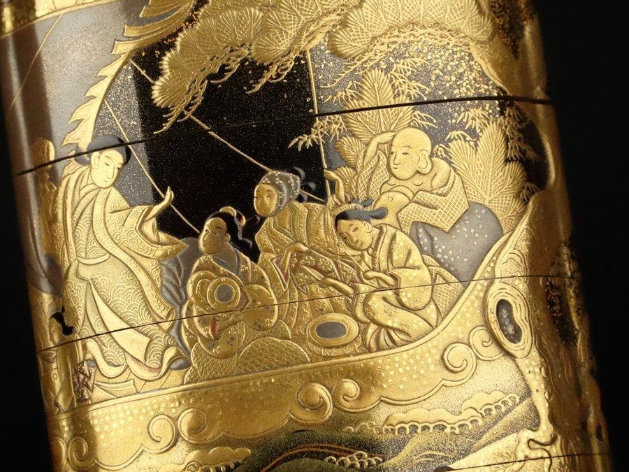 金地船人物高蒔絵印籠 梶川文龍斎作（江戸時代・美術館展示クラス