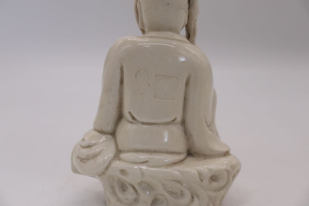 中国　徳化窯白磁達磨　清時代　木箱入　送料込み0730