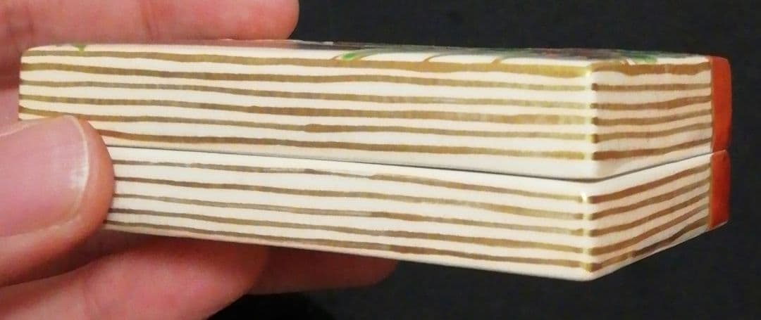 手塚桐鳳作 仁清写 和本 草花図 香合 共箱 共布 茶道具