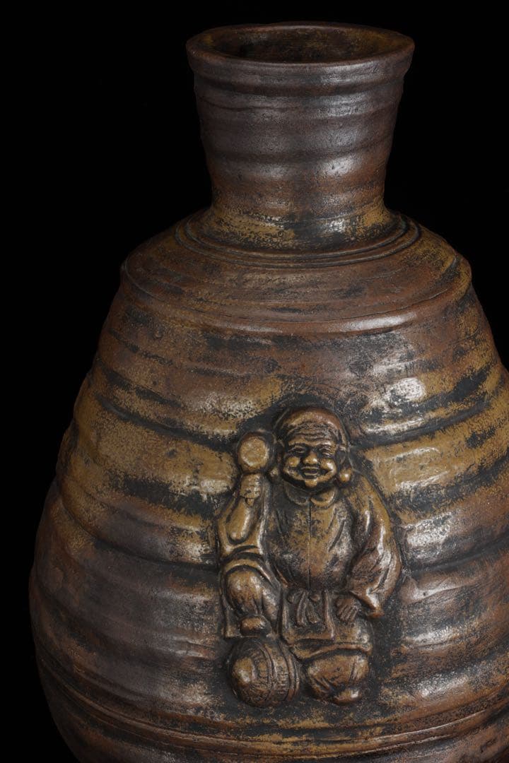 備前焼 古備前 人形大徳利 恵比寿大黒天寿老人 三神人形大徳利 45cm 骨董品