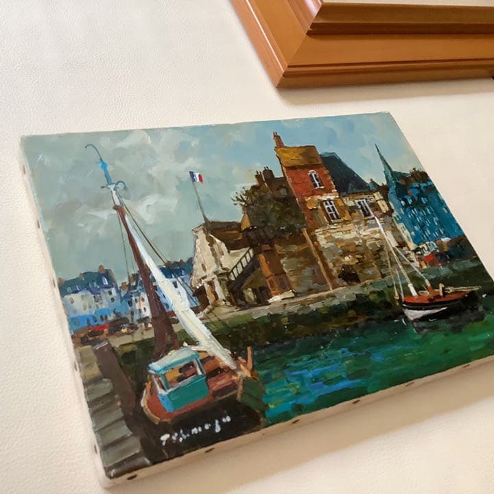 【嶋津俊則/オンフルール】油絵 額縁付き サインあり(4号)