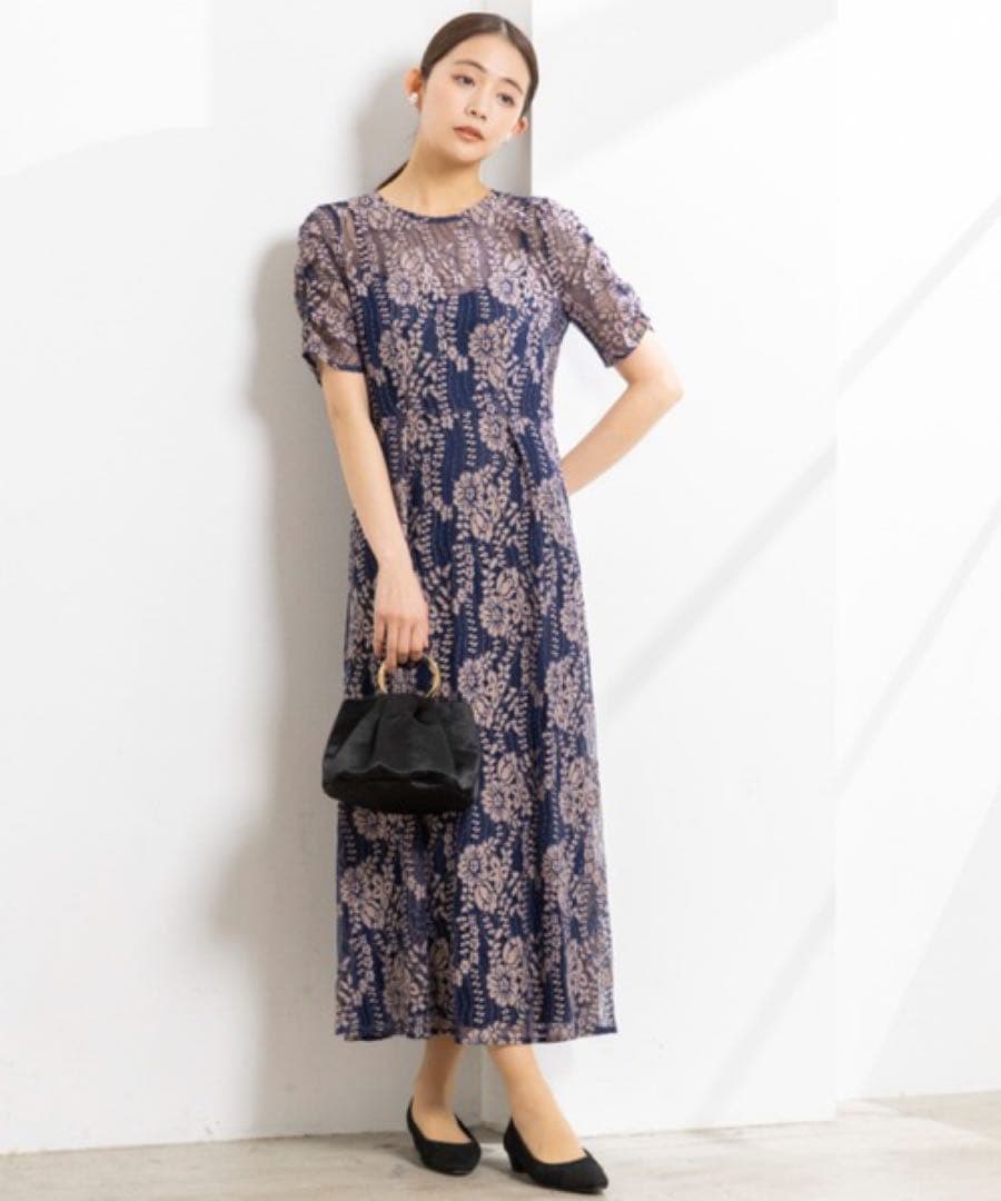 て*む様 【kaene】レースエプロンワンピース kaene（カエン） ドレス 配色レースエプロンワンピース「結婚式 二次会