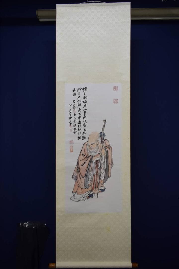 複製/作者不詳/寿老人画賛/工芸/布袋屋掛軸HF-288