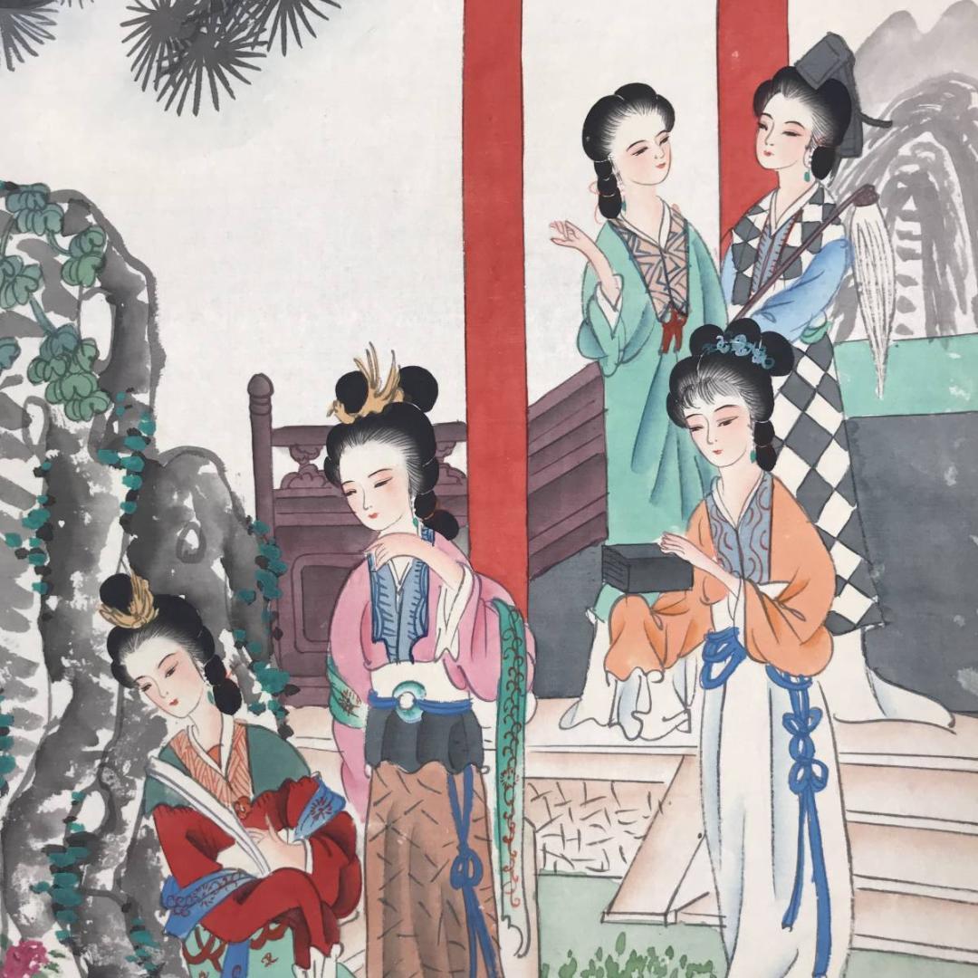 【複製】琴川/十二美人図/工芸品/掛軸☆宝船☆AB-567