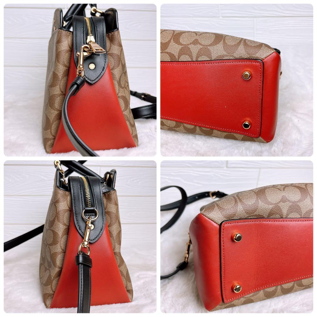 極美品☆COACHコーチ 2wayショルダーバッグ ブラウン シグネチャー