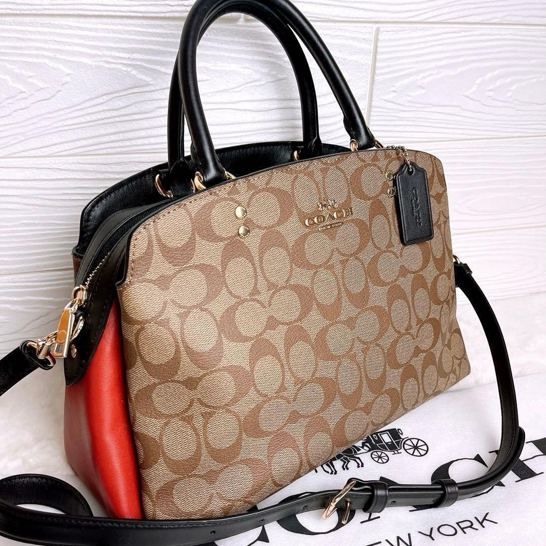 極美品☆COACHコーチ 2wayショルダーバッグ ブラウン シグネチャー