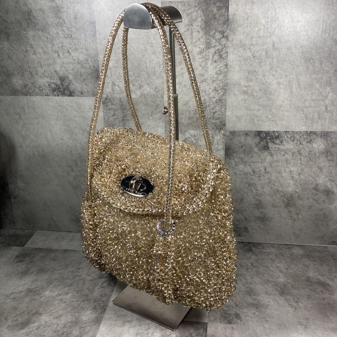 【美品・良品】ANTEPRIMA ワイヤーバック　ターンロック　シルバーゴールド
