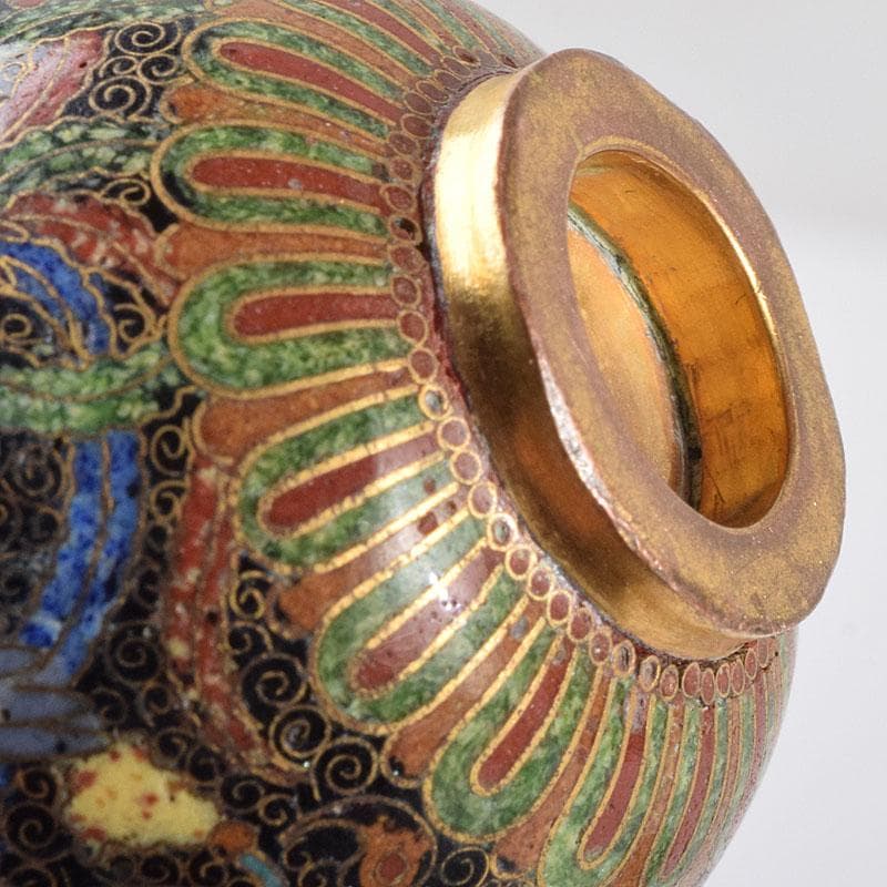 中国古七宝琺瑯彩神獣文煎茶碗茶托DR9211