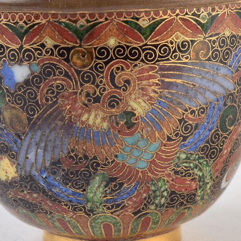 中国古七宝琺瑯彩神獣文煎茶碗茶托DR9211