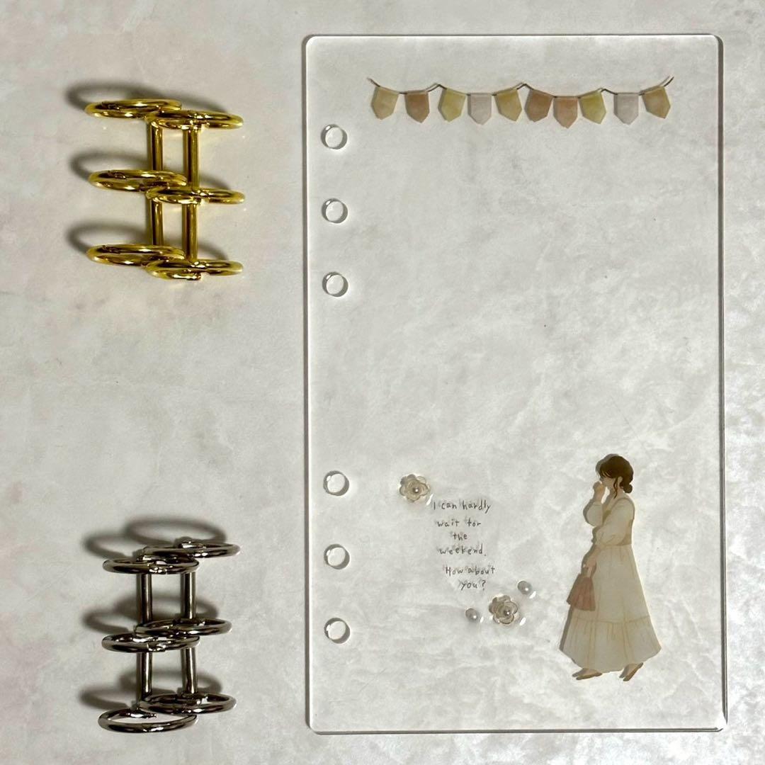 ✨milk⭐ ✨A6 アクリルレジンバインダー　リング付き　4点