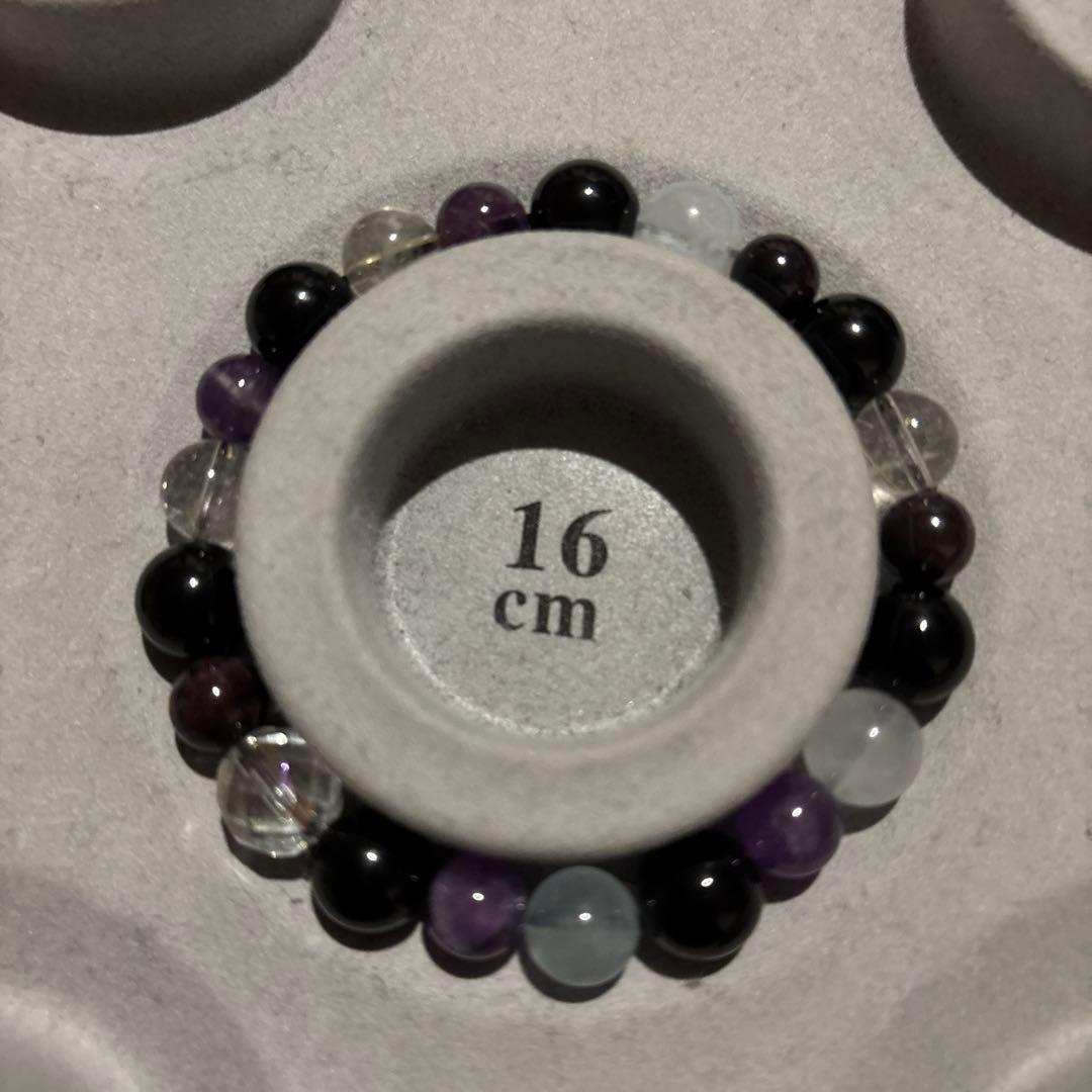 アクアマリン、モリオン、ルチル、アクアオーラ水晶、アメジスト、スギライトのブレス