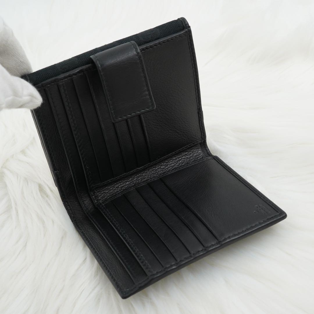 未使用品　GUCCI グッチ　二つ折り財布　レザー×キャンバス　GG柄　ブラック