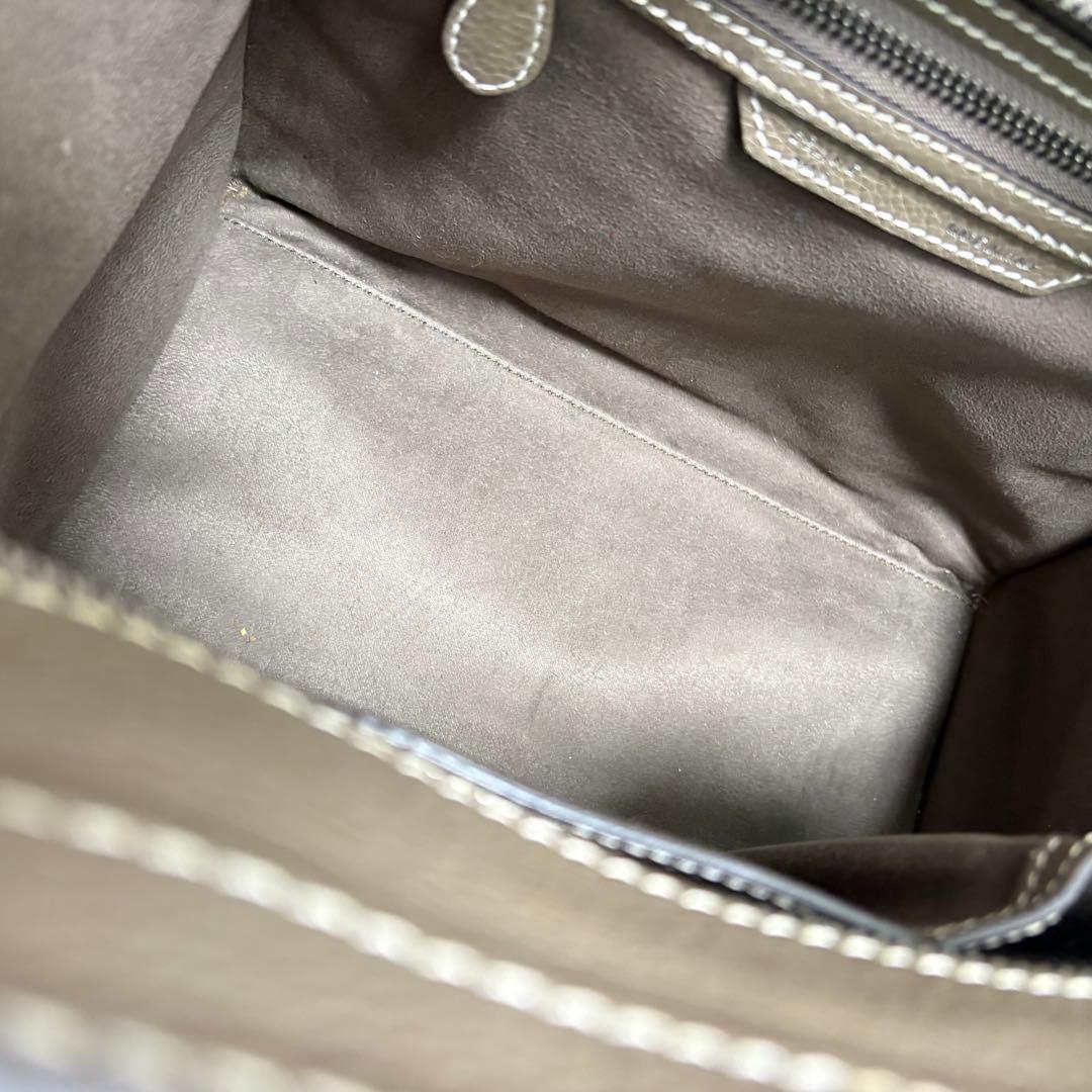 CELINE セリーヌ ラゲージ マイクロショッパー レザー グレージュ スリ
