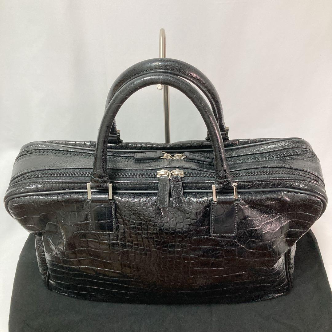 【美品】Pyloot パイロット ブリーフケース クロコ型押し イタリア製 BK