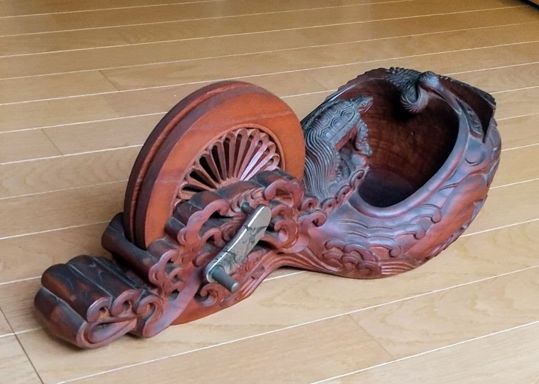 一文字正兼作 【墨壺】 鶴 亀 アンティーク