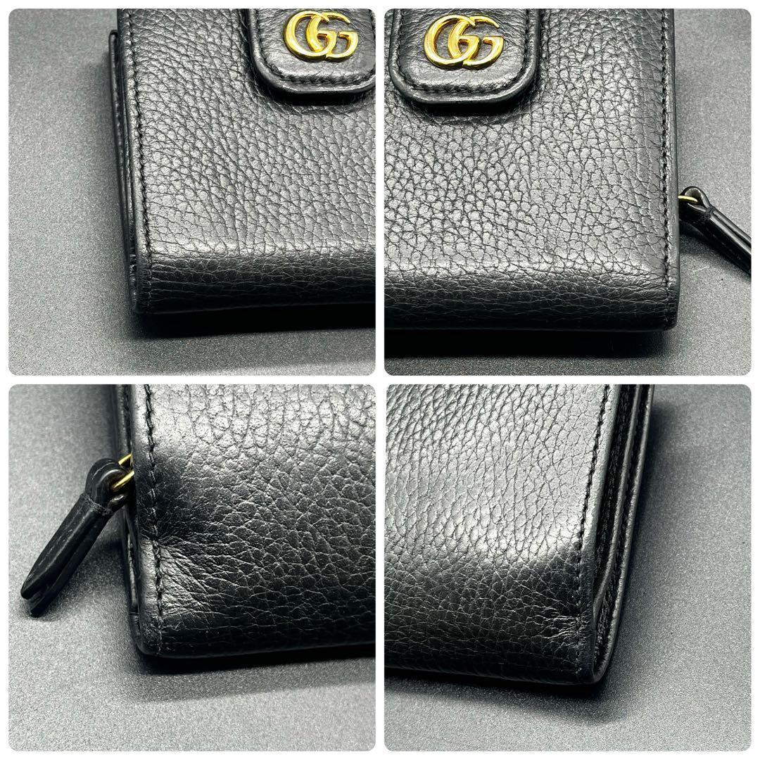 美品✨グッチ 折り財布 コンパクトウォレット マーモント 黒 本革