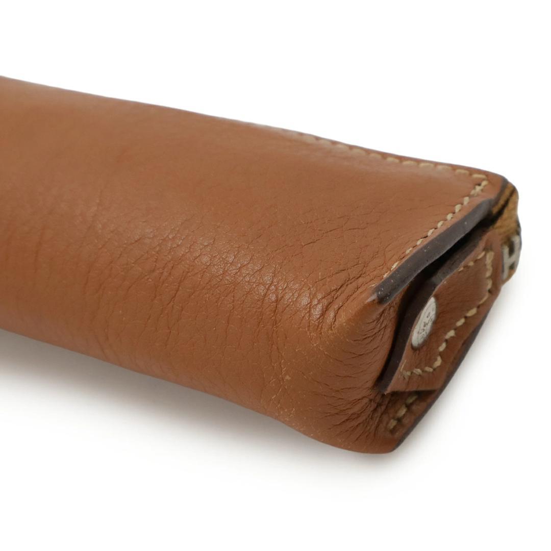 エルメス ピッコロ ペンケース レザー ライトブラウン 茶 シルバー金具 J刻印