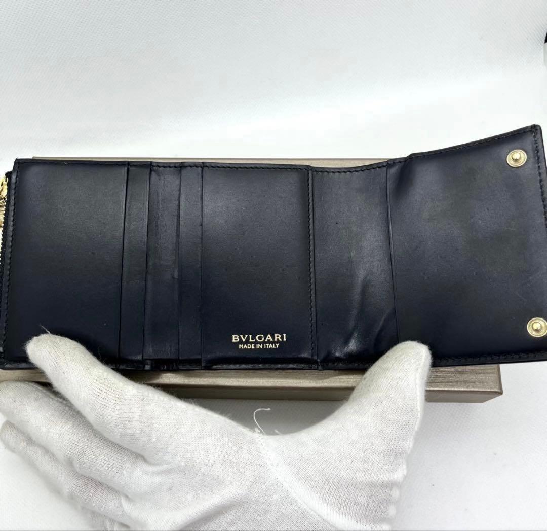 極美品/近年モデル✨ブルガリ 三つ折り財布 ビーゼロワン ブラック