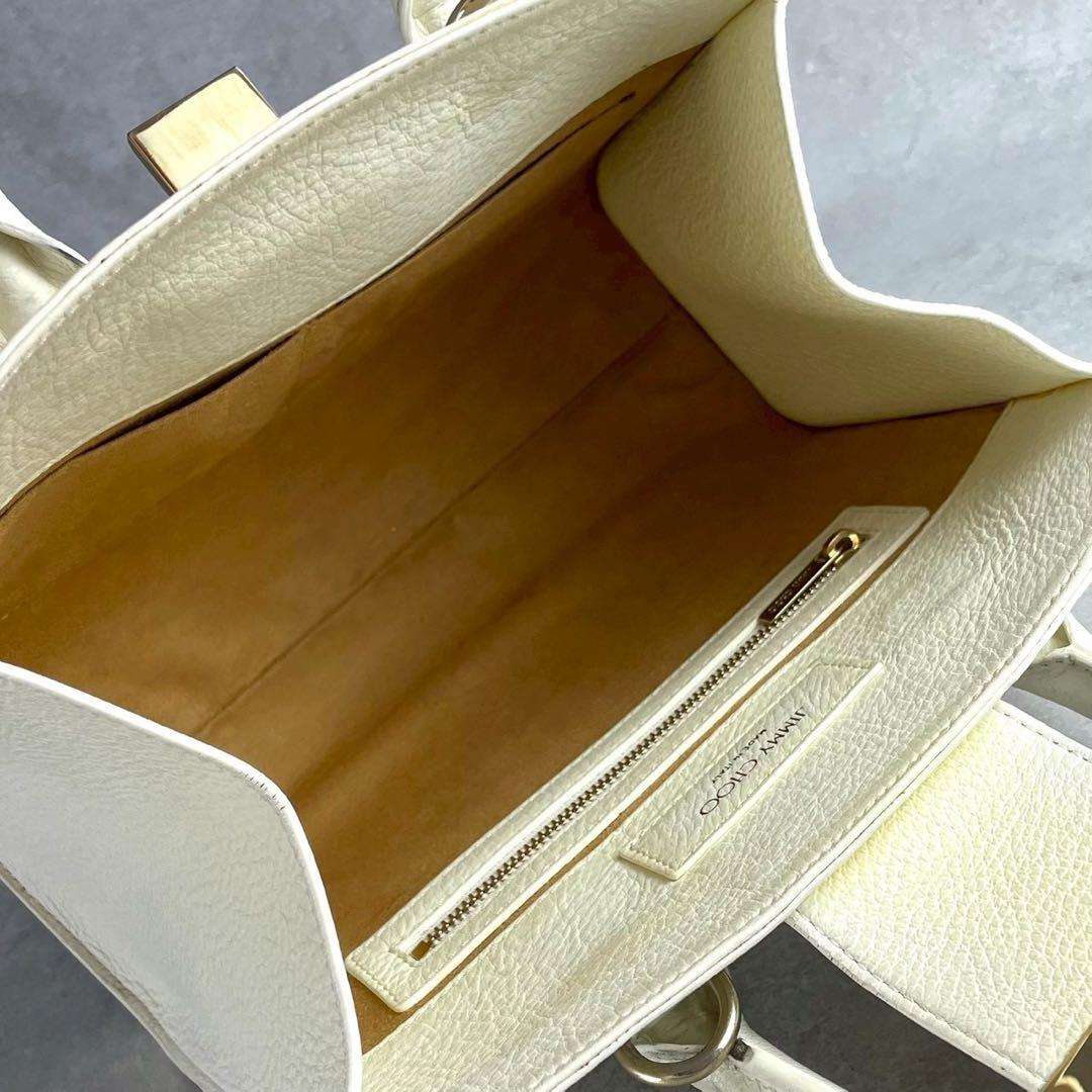 ✨美品✨ジミーチュウ　ライリー　ハンドバッグ　2way レザー　アイボリー