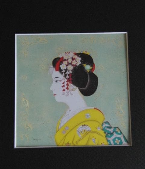 谷川泰宏、【春装】、希少な額装用画集より、新品額装付