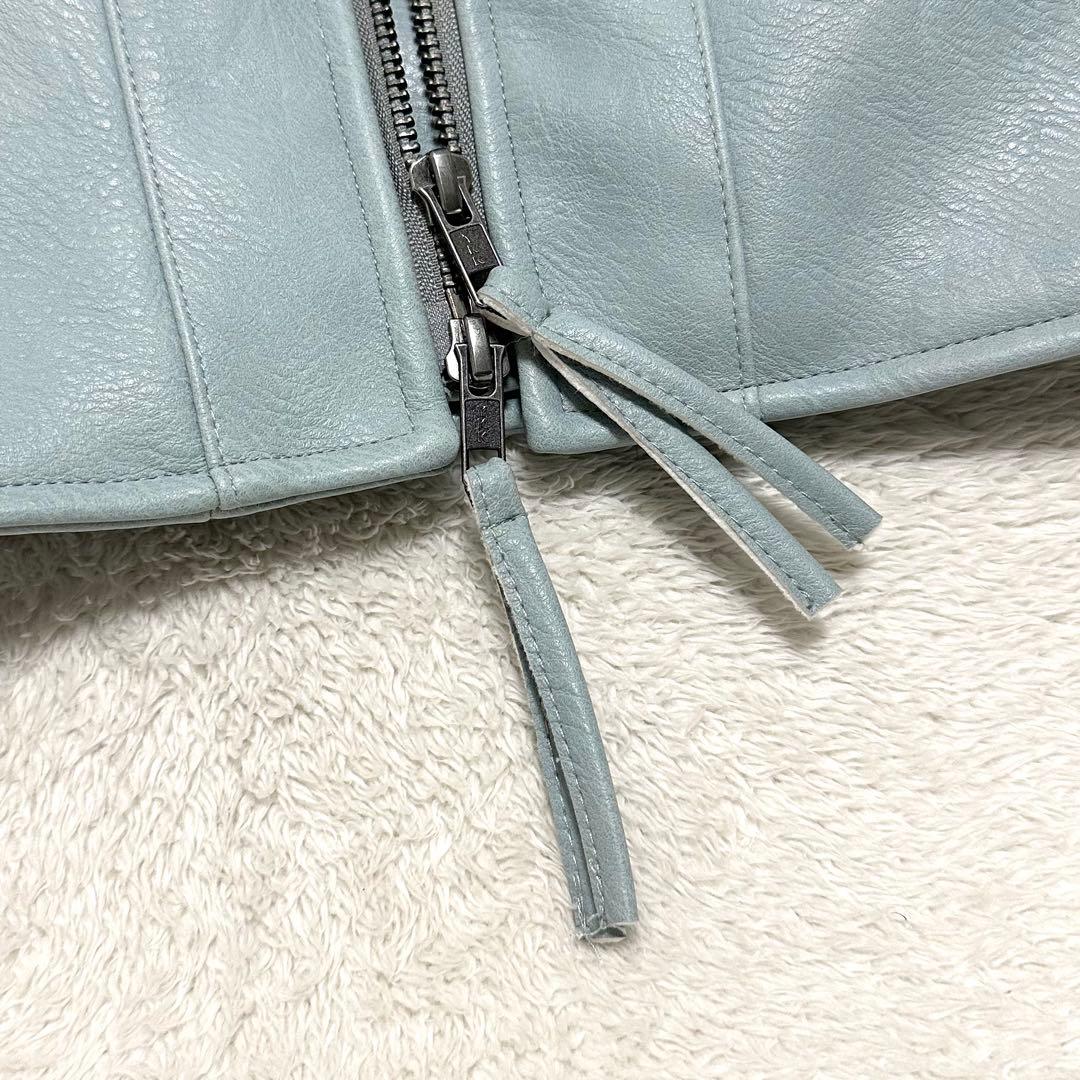 CAMPHOR WOOD ジップ レザー ジャケット M ブルー系 CAMPHOR WOOD