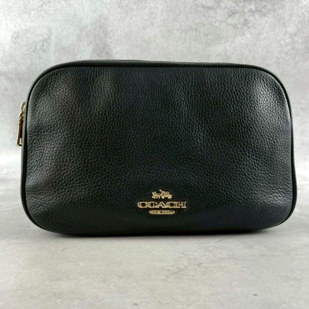 極美品 コーチ ジェス 2way カメラバッグ ダブルジップ シボ革 ブラック