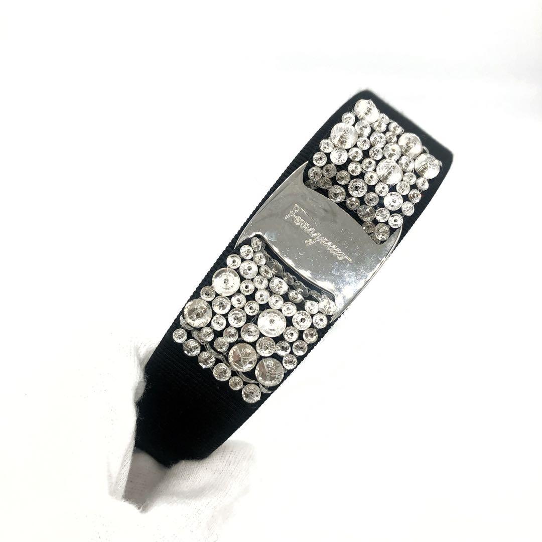 未使用級✨フェラガモ カチューシャ　ヴァラリボン　ビジュー ブラック