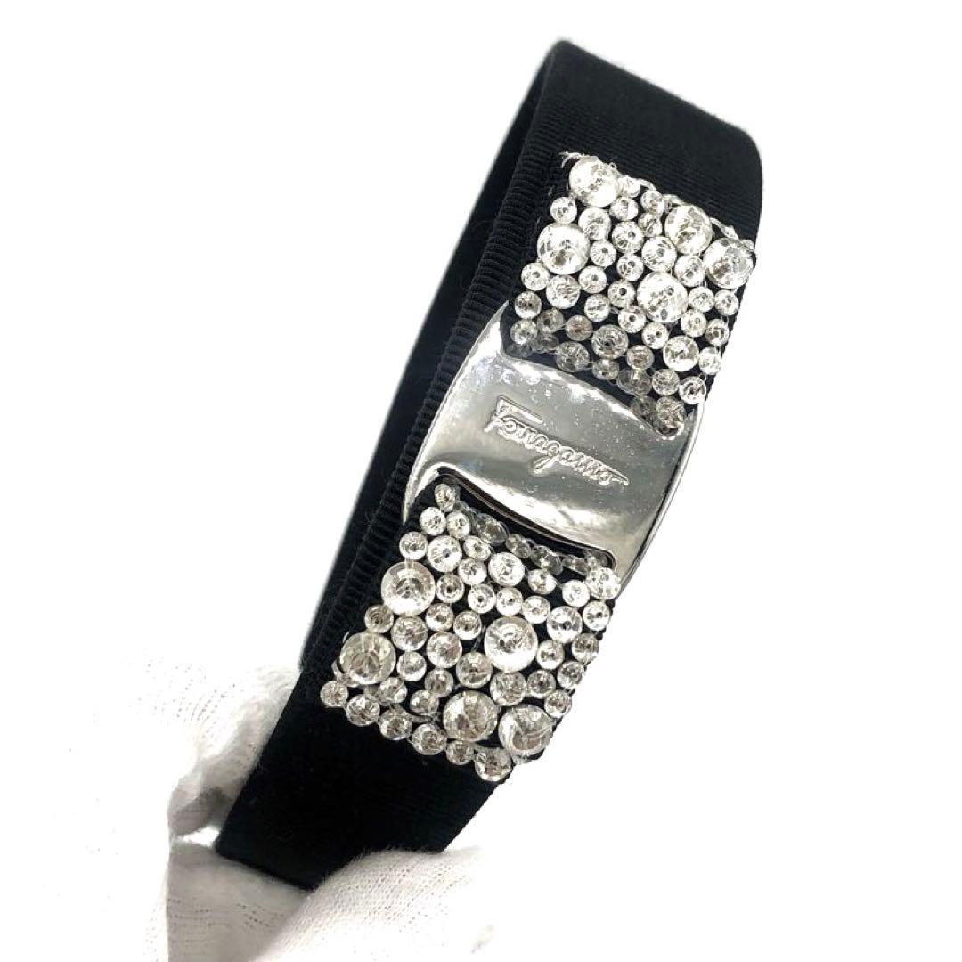 未使用級✨フェラガモ カチューシャ　ヴァラリボン　ビジュー ブラック