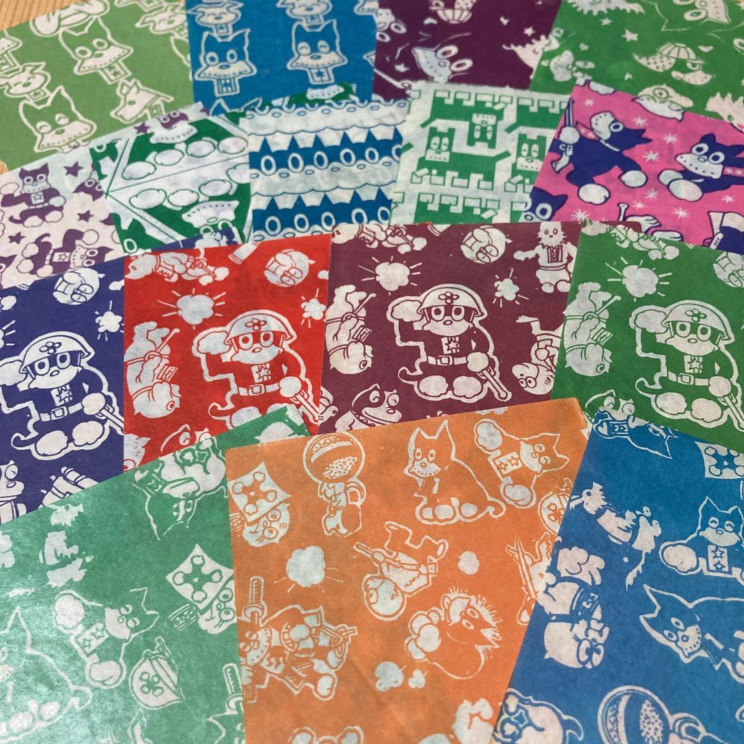 1点のみ✨昭和レトロ 駄菓子屋サラサ千代紙 のらくろ柄 折り紙おりがみ