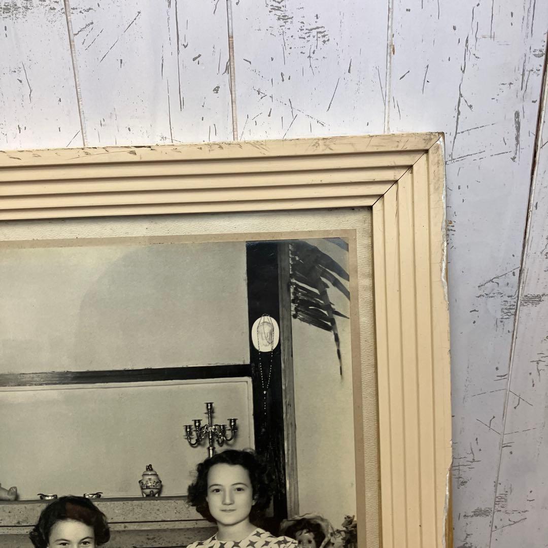 昭和レトロ ハッピーミシン 絵画 人物画 写真 ポスター 女の子 額装 額入り