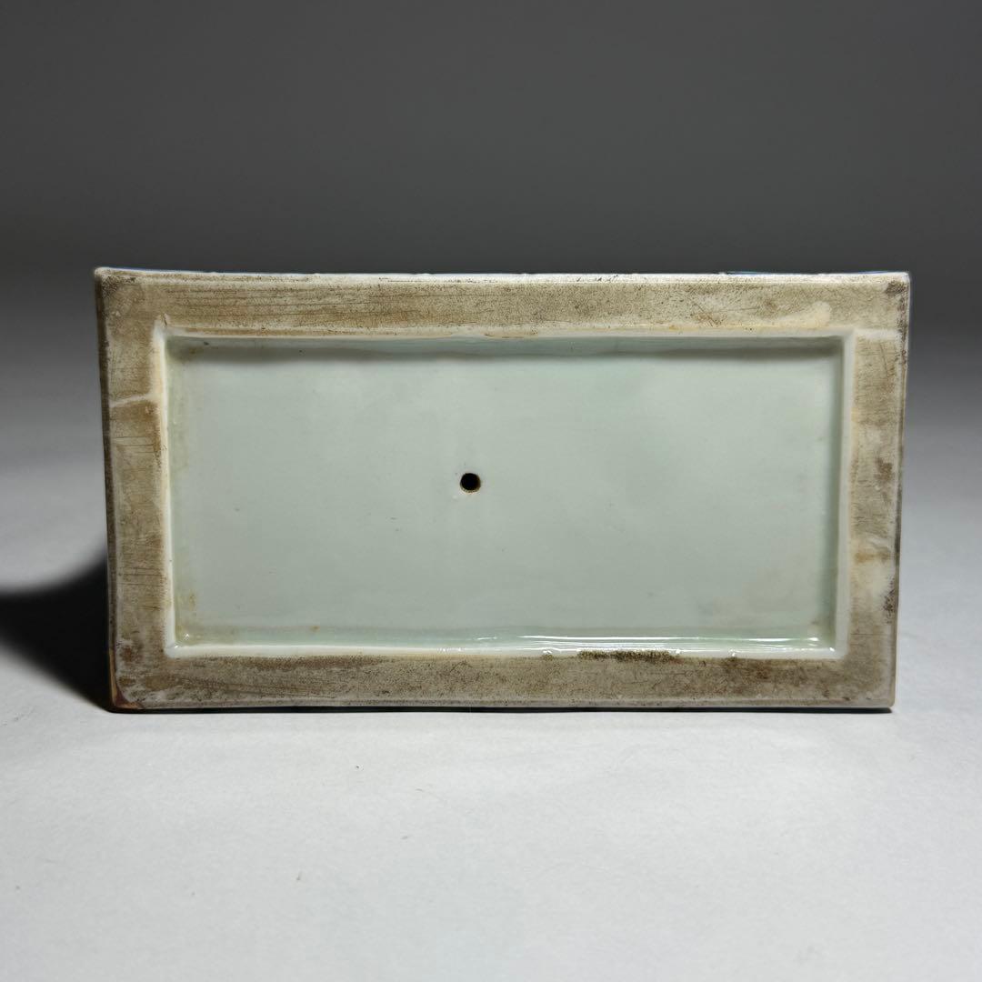 ◆希少 古伊万里染付 桜吹雪文硯屏 古い金継ぎ 書道具 文房四宝 江戸時代後期◆