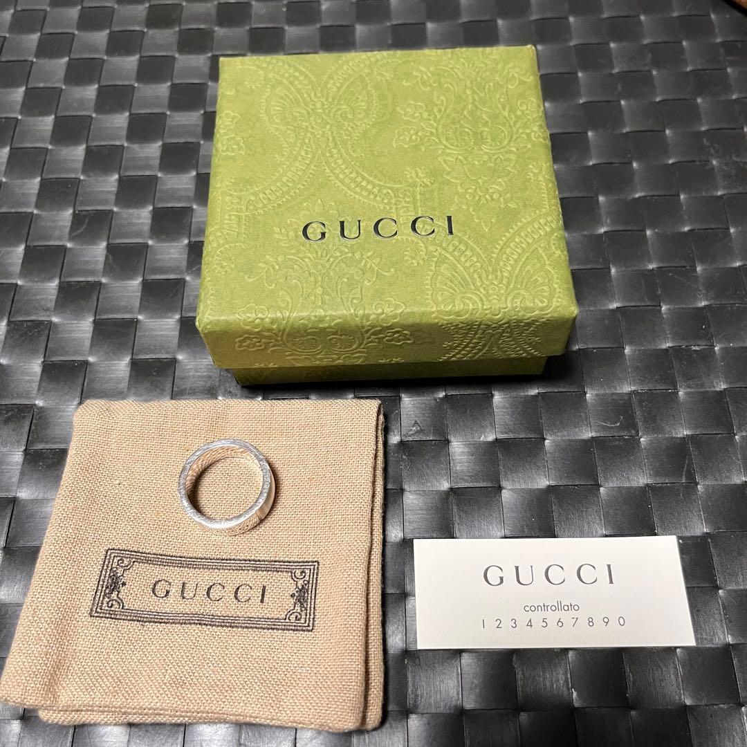GUCCI シルバーリング クロス 箱付き 17号 指輪 リング グッチ