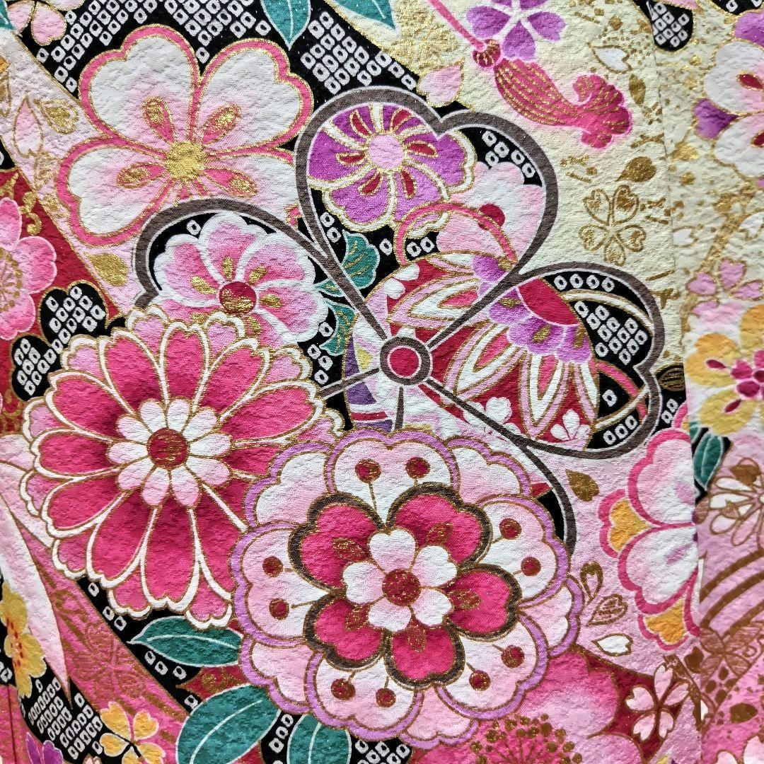 振袖フルセット(8点)・金駒刺繍・銀通し・金彩加工・鹿の子柄・正絹 京