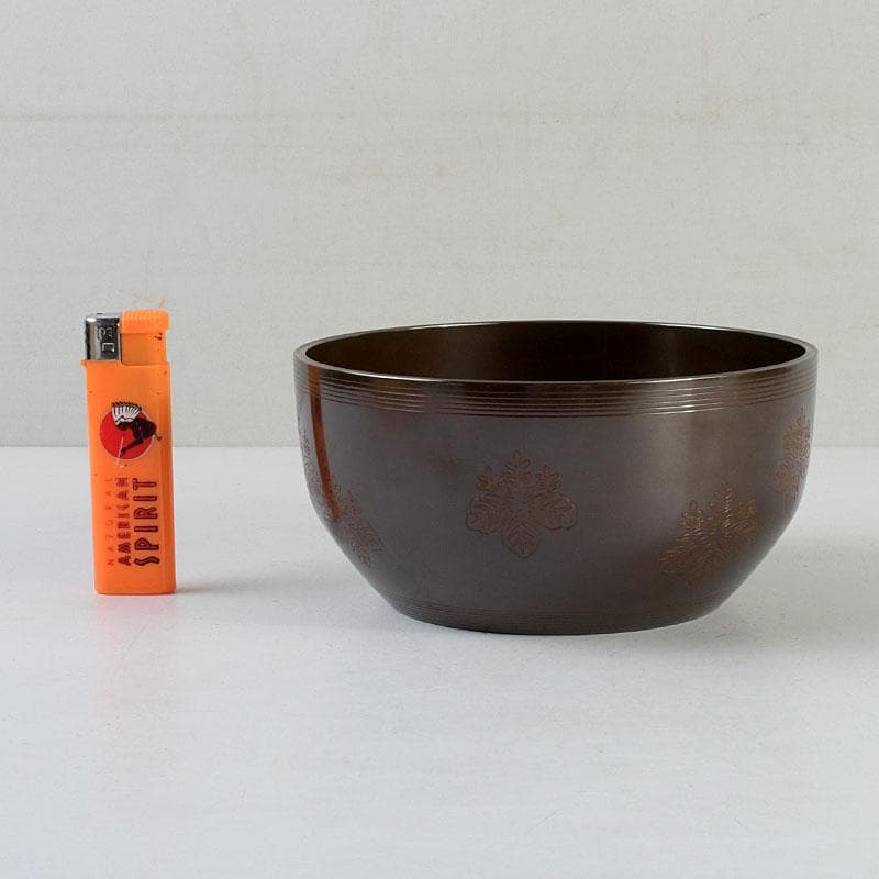 茶道具 高井陵雲造 唐銅 桐紋彫 建水 共箱 C 9434