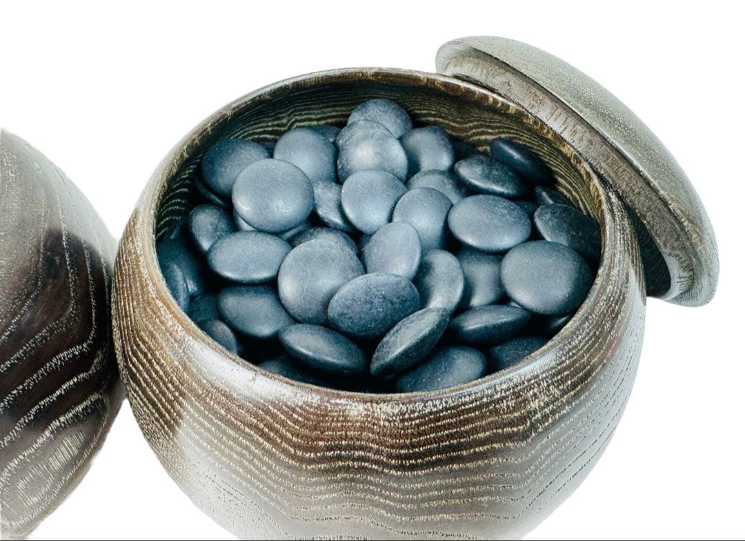 囲碁 30号 蛤碁石 那智黒 碁石 碁笥セット ②