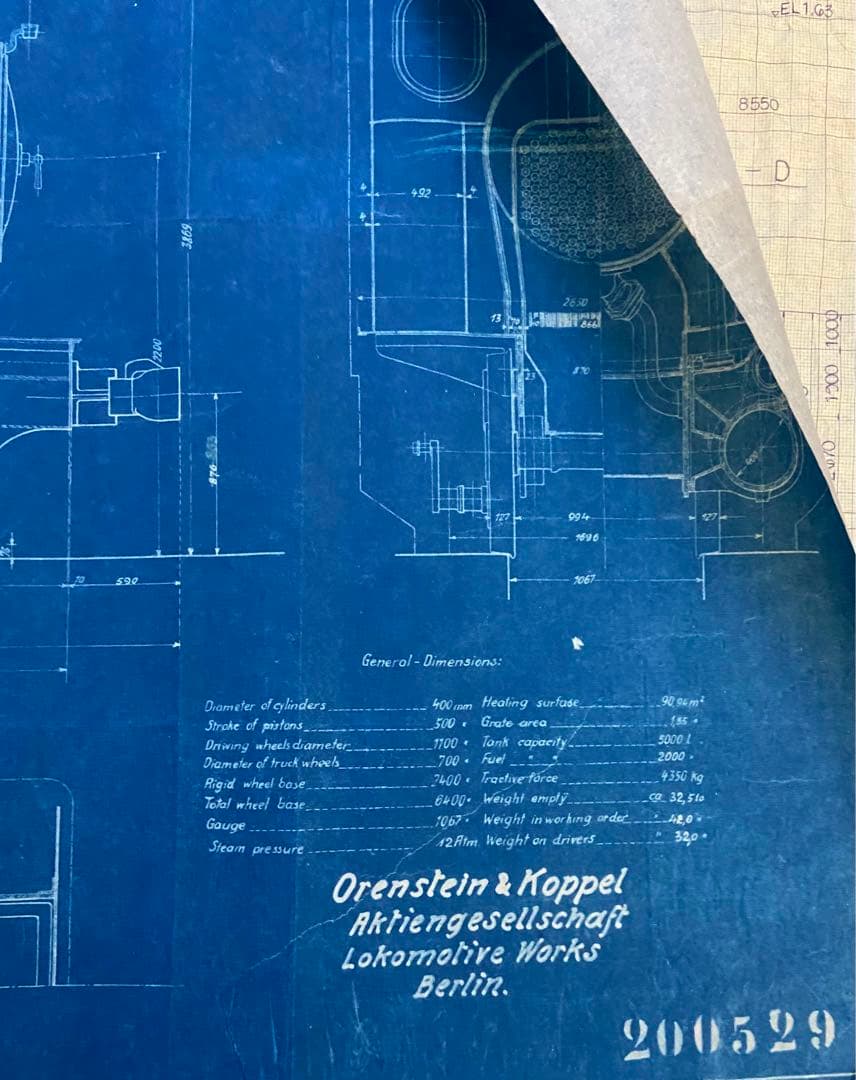 SL蒸気機関車図面　SLラミネート写真のセット