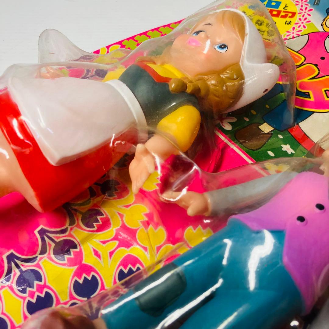 当時物 未開封 タケミ フランダースの犬 ネロ＆アロア ソフビ フィギュア