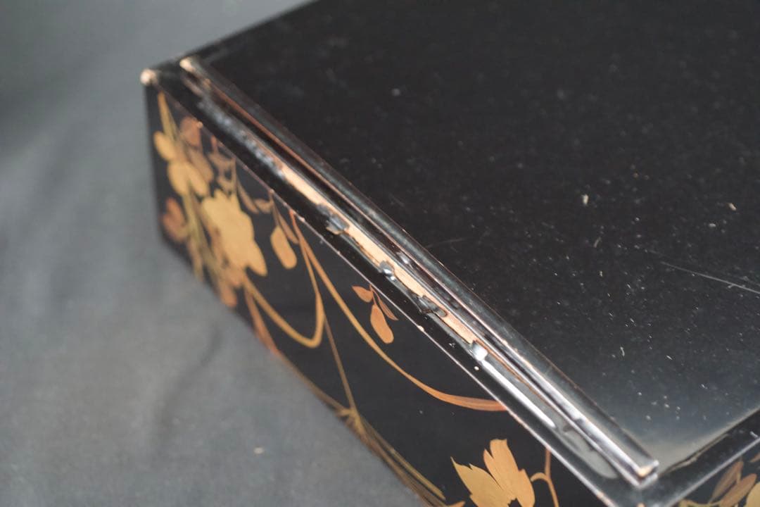 螺鈿細工 蒔絵 木製 五段 重箱 共箱 二枚蓋 時代品 青貝 検) 漆器 輪島塗